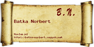 Batka Norbert névjegykártya